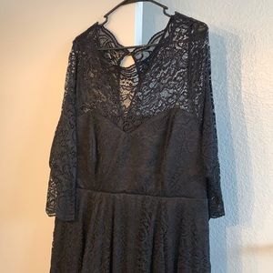 Torrid black lace tea length dress, size 24